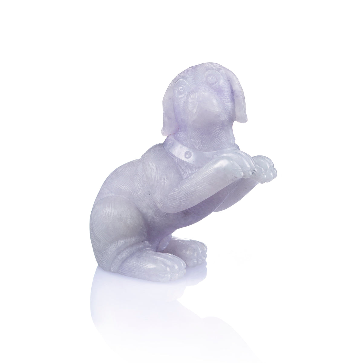 忠犬造型紫羅蘭翡翠擺件